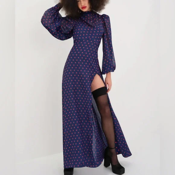 For Love & Lemons Holiday Mavis Polka Dot Maxi Dress NWT - Picture 5 of 7